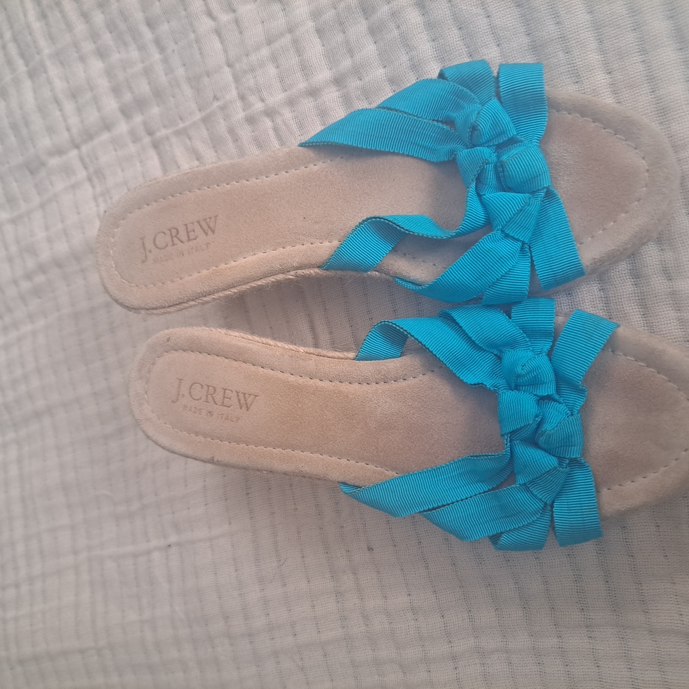 J. Crew Women's Teal Wedge Sandals Sz 7🏖